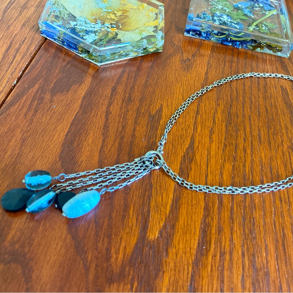 Gray stone layering necklace